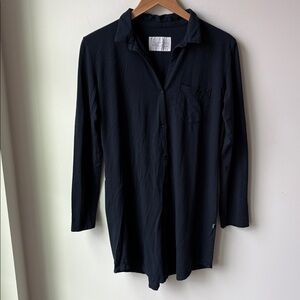 The Cat's Pajamas Classic Pima Knit Night Shirt in Navy Sleep Lounge Size S